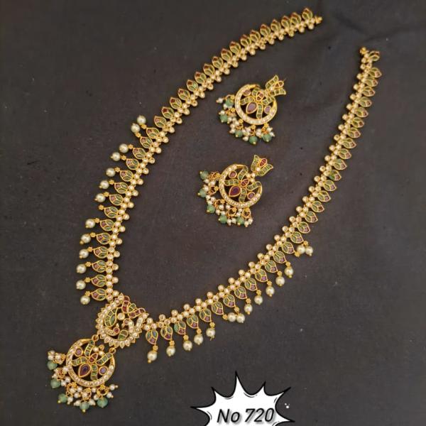 Antique Gold Leaf Motif Long Haram Set | CML JEWELLERS