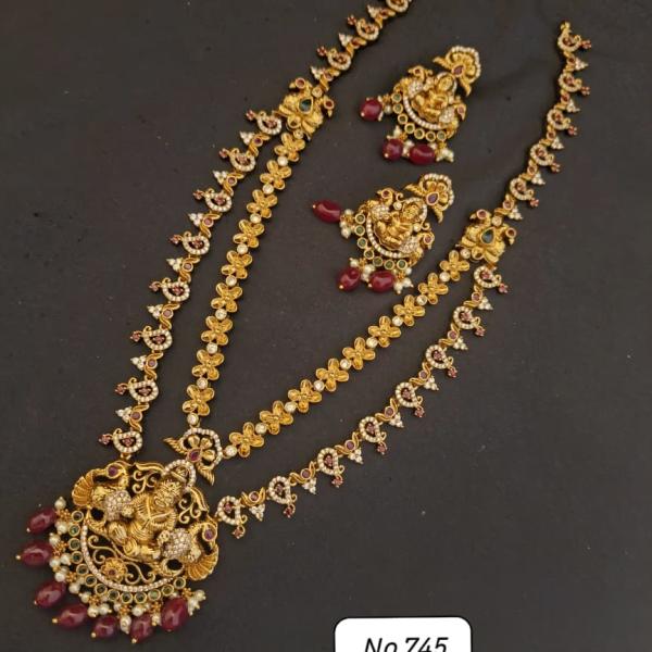 Antique Gold Temple Necklace Set with Earrings | CML JEWELLERS