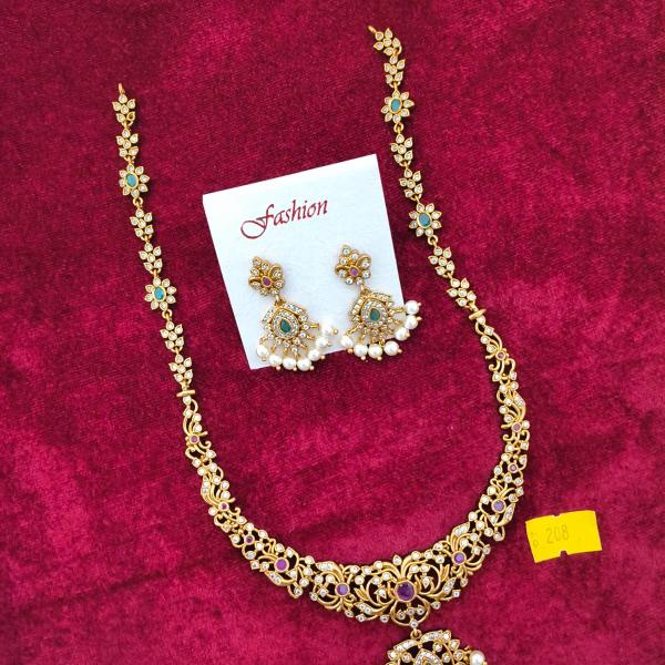 Antique Gold Temple Necklace Set with Earrings | CML JEWELLERS