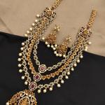 Antique Gold Temple Necklace Set with Earrings | CML JEWELLERS