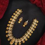 Antique Gold Temple Necklace Set with Earrings | CML JEWELLERS