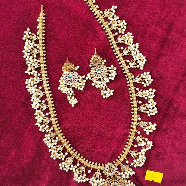 Antique Gold Temple Necklace Set with Earrings | CML JEWELLERS