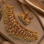 Antique Gold Temple Necklace Set with Earrings | CML JEWELLERS