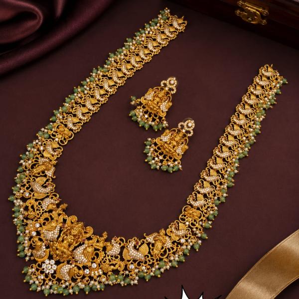 Antique Gold Temple Necklace Set with Earrings | CML JEWELLERS